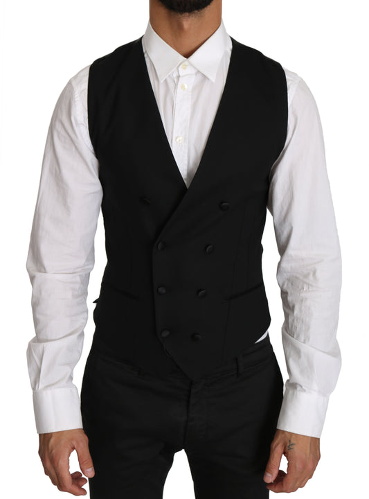 Dolce &amp; Gabbana Grey Wool Double Breasted Waistcoat Vest