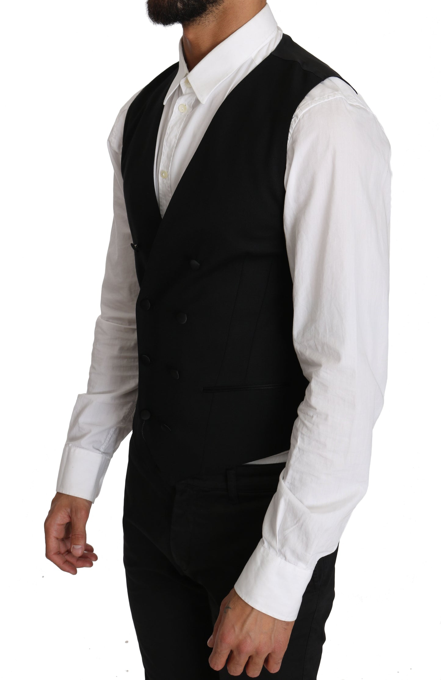 Dolce &amp; Gabbana Grey Wool Double Breasted Waistcoat Vest