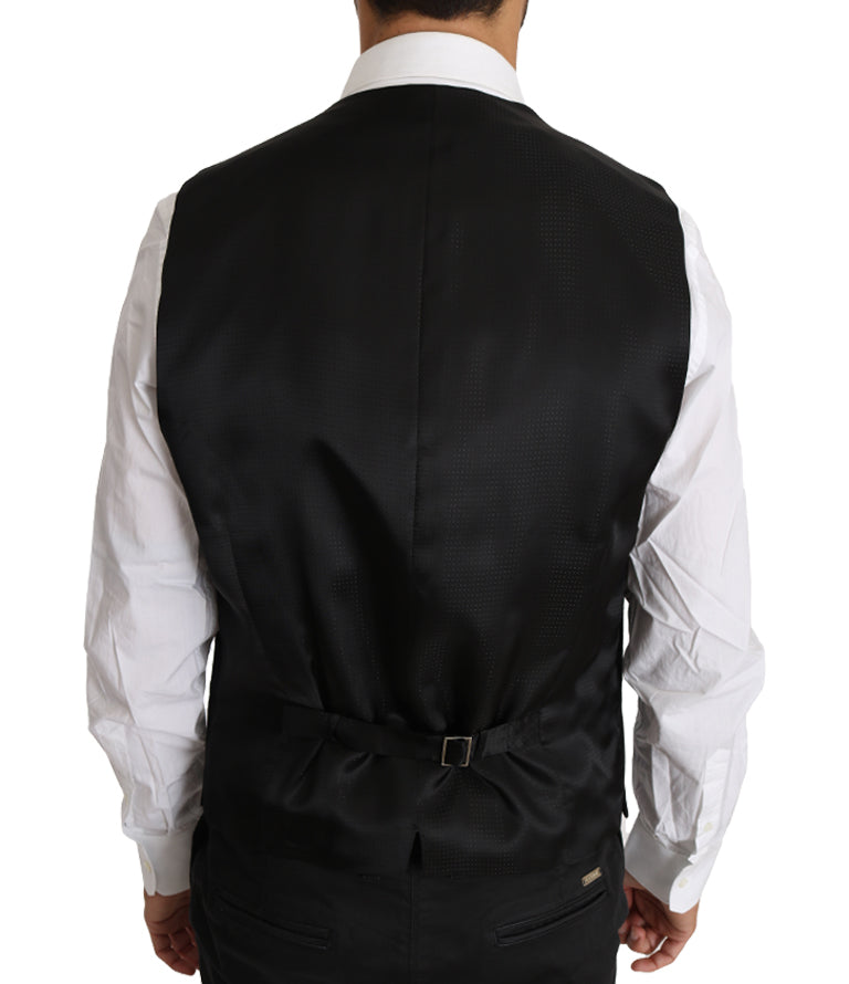 Dolce &amp; Gabbana Grey Wool Silk Waistcoat Vest