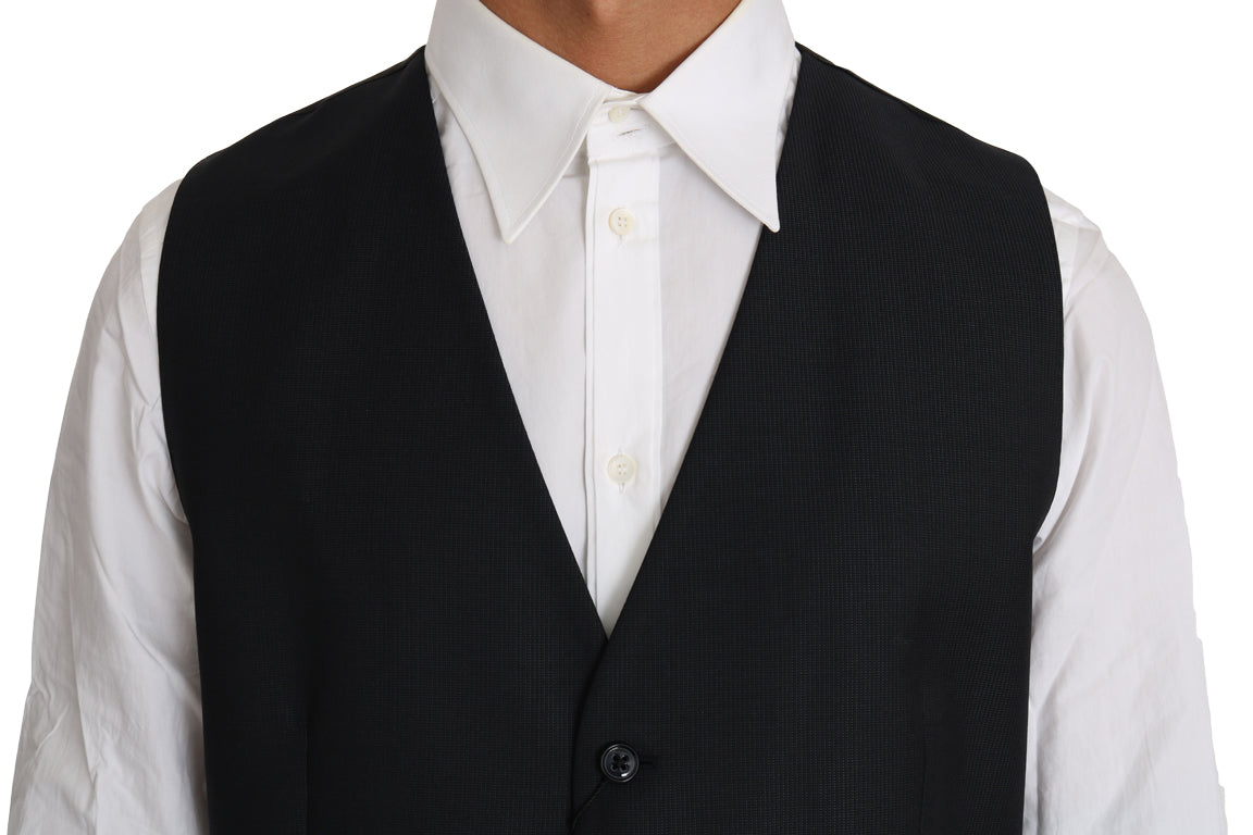 Dolce &amp; Gabbana Grey Wool Silk Waistcoat Vest