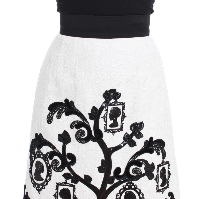 Dolce &amp; Gabbana White Floral Brocade Family Tree Skirt