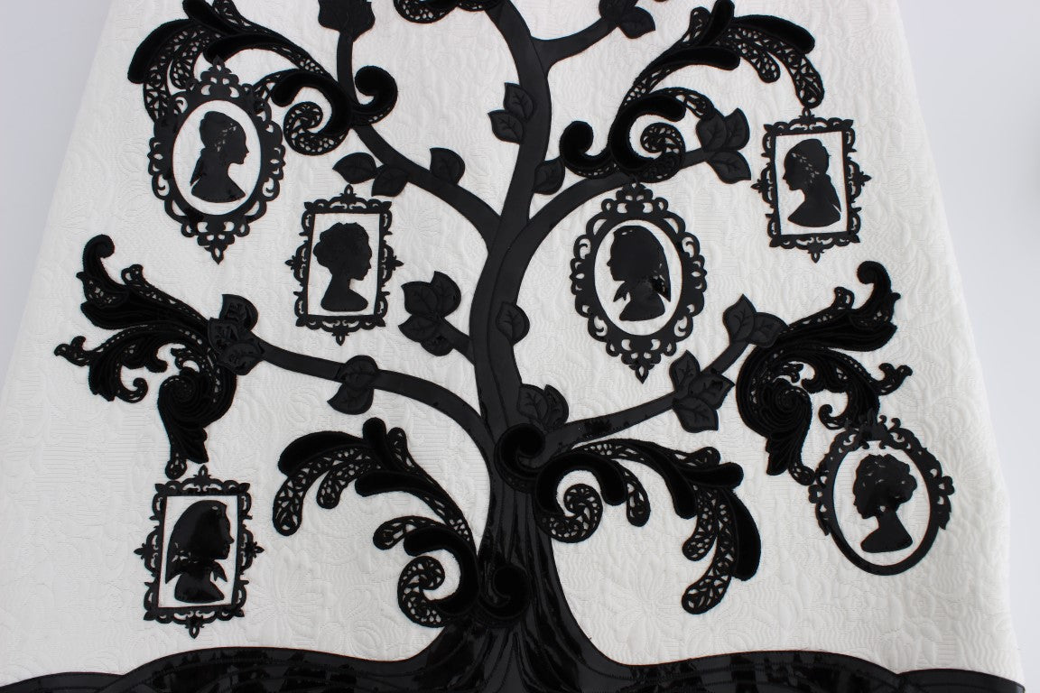 Dolce &amp; Gabbana White Floral Brocade Family Tree Skirt