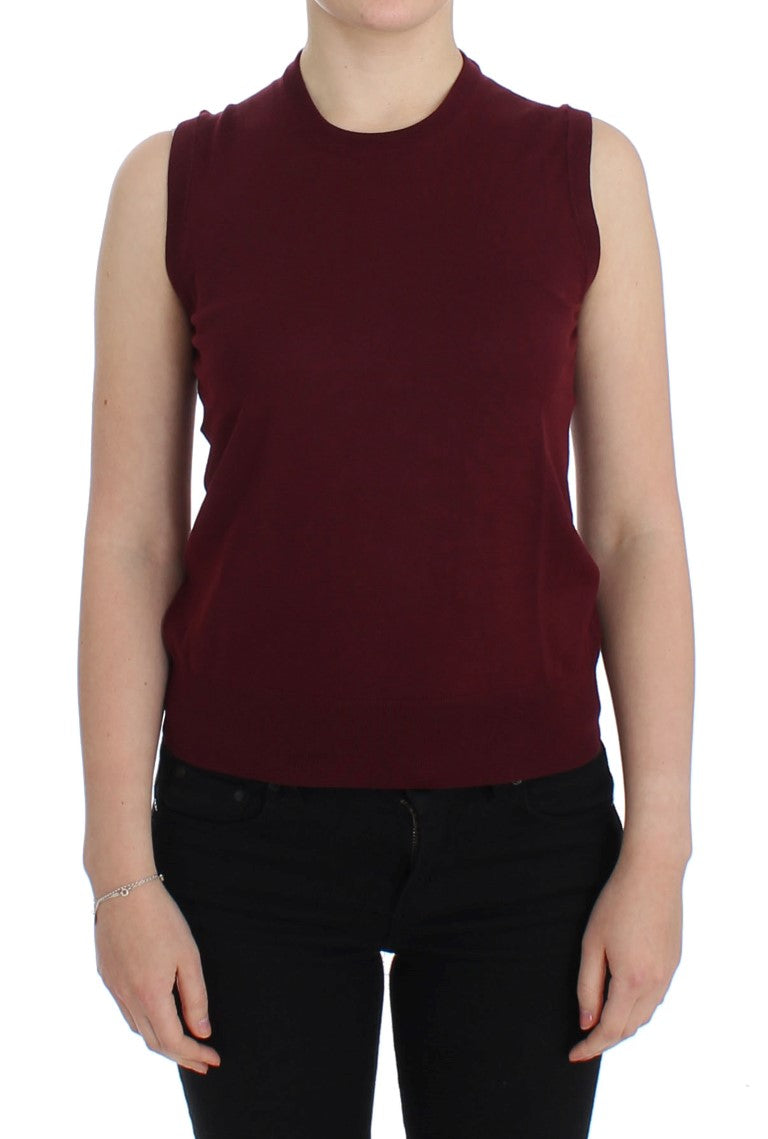 Dolce &amp; Gabbana Red Sleeveless Crewneck Vest Pullover