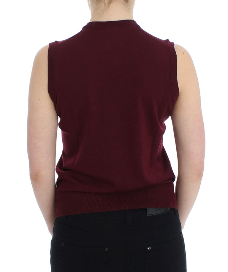 Dolce &amp; Gabbana Red Sleeveless Crewneck Vest Pullover