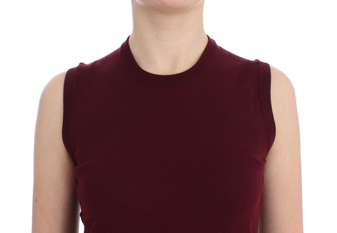 Dolce &amp; Gabbana Red Sleeveless Crewneck Vest Pullover