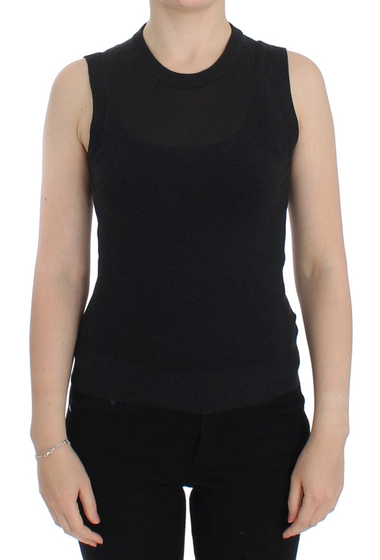 Dolce &amp; Gabbana Black Sleeveless Crewneck Vest Pullover