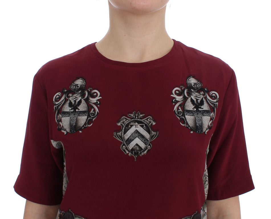 Dolce &amp; Gabbana Red Knight Print Seidenblusen-T-Shirt