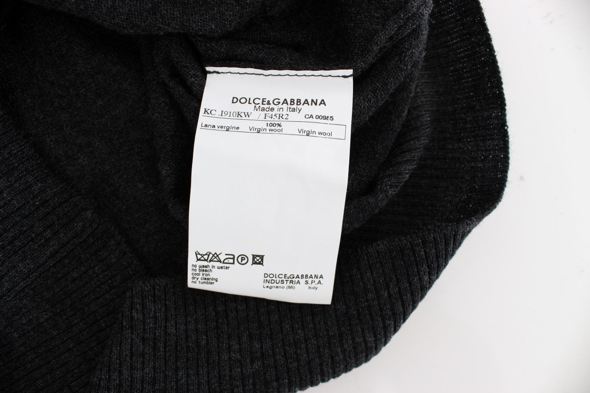 Dolce &amp; Gabbana Grauer Wollpullover mit Knöpfen