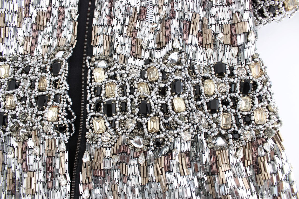 Dolce &amp; Gabbana Crystal Silver Runway Handmade Dress