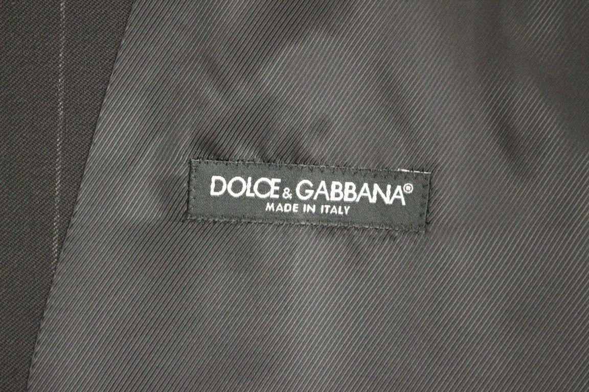 Dolce &amp; Gabbana Black Striped Wool Logo Vest