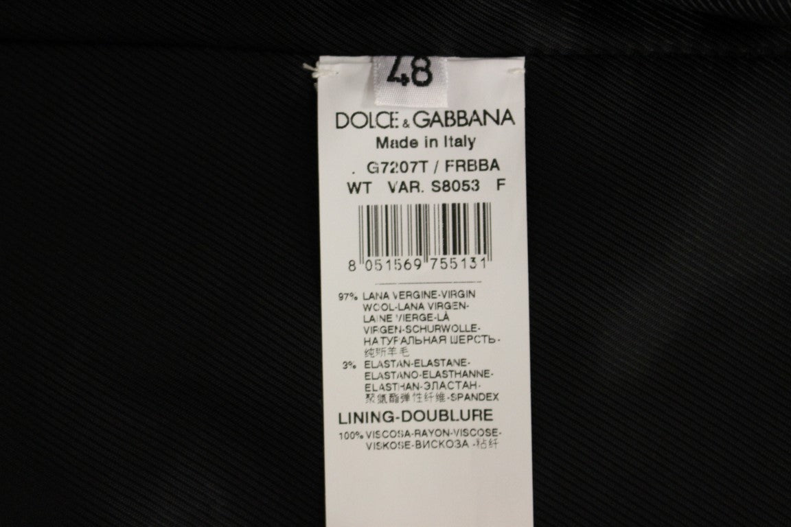 Dolce &amp; Gabbana Black Striped Wool Logo Vest