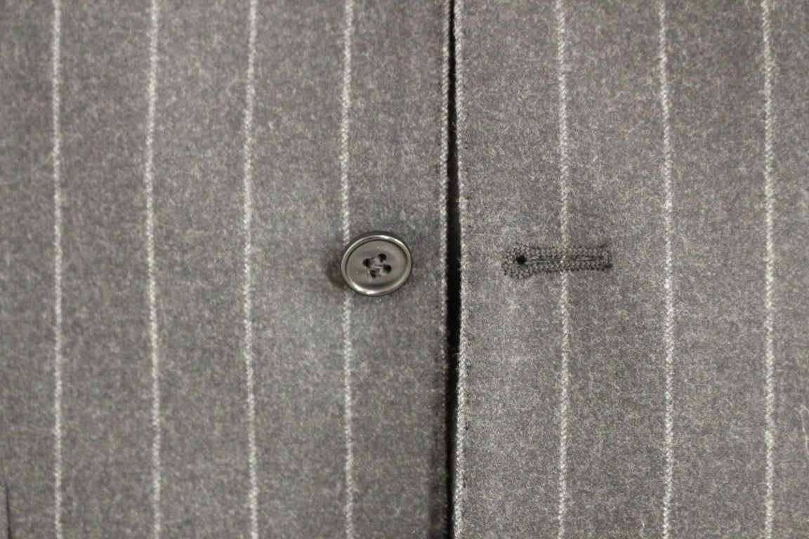 Dolce &amp; Gabbana Grey Striped Wool Logo Vest