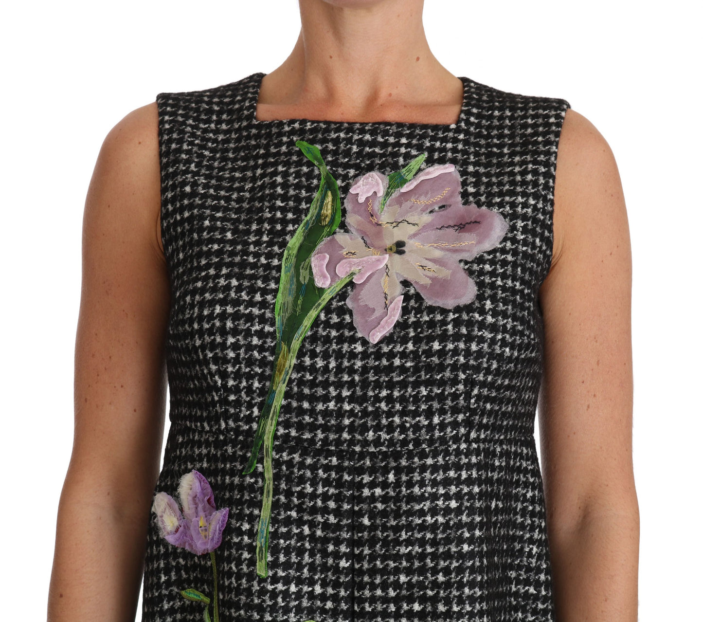 Dolce &amp; Gabbana Grey Tulip Embroidered A-Line Shift Dress