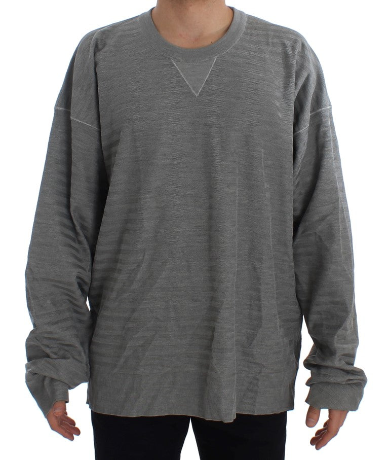 Dolce &amp; Gabbana Grey Crewneck Pullover Silk Sweater