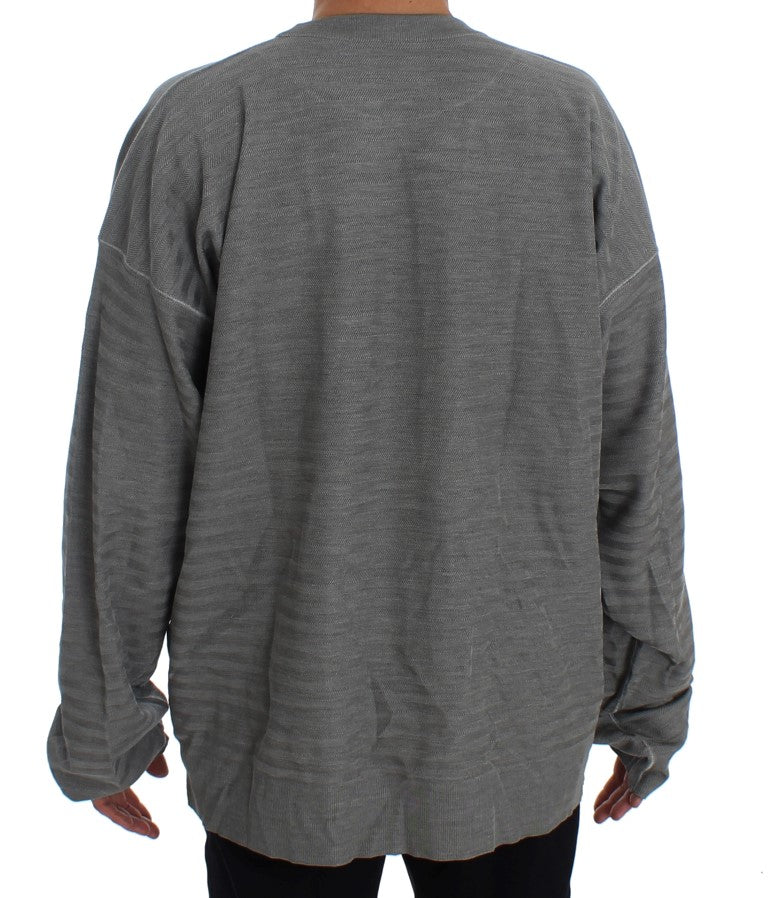 Dolce &amp; Gabbana Grey Crewneck Pullover Silk Sweater