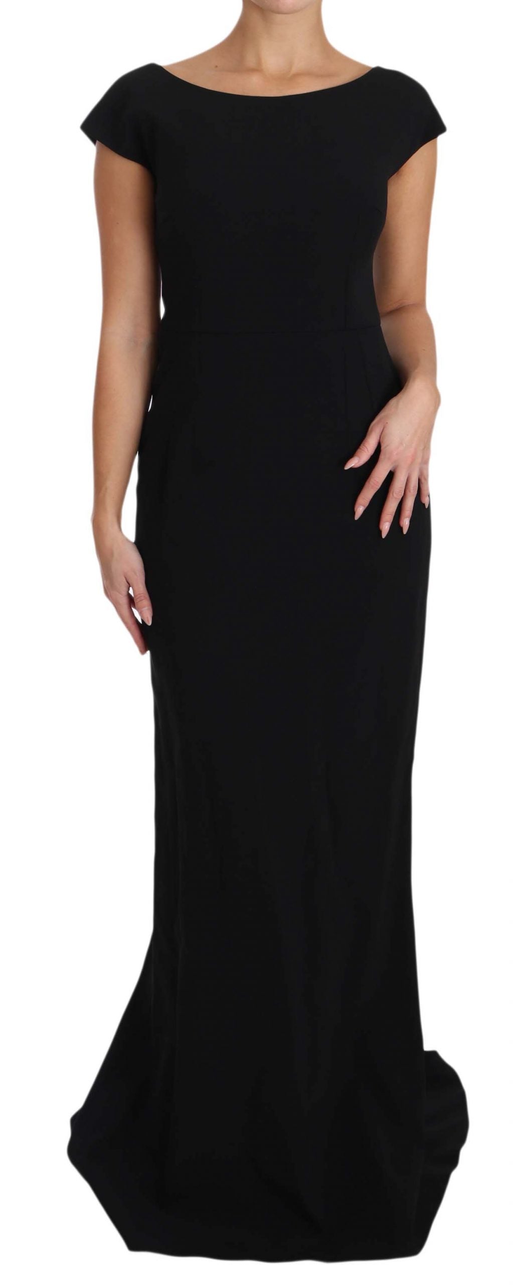 Dolce &amp; Gabbana Black Stretch Fit Flare Gown Maxi