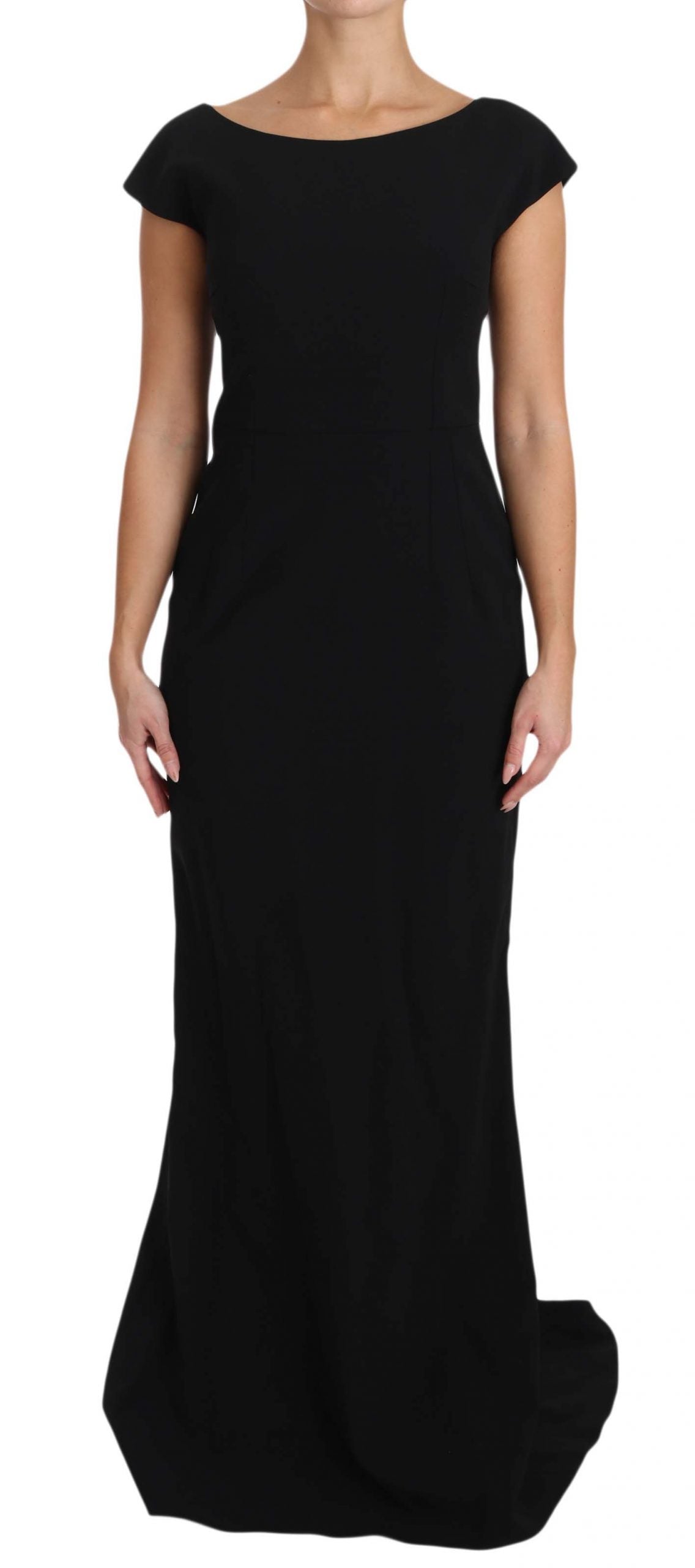 Dolce &amp; Gabbana Black Stretch Fit Flare Gown Maxi