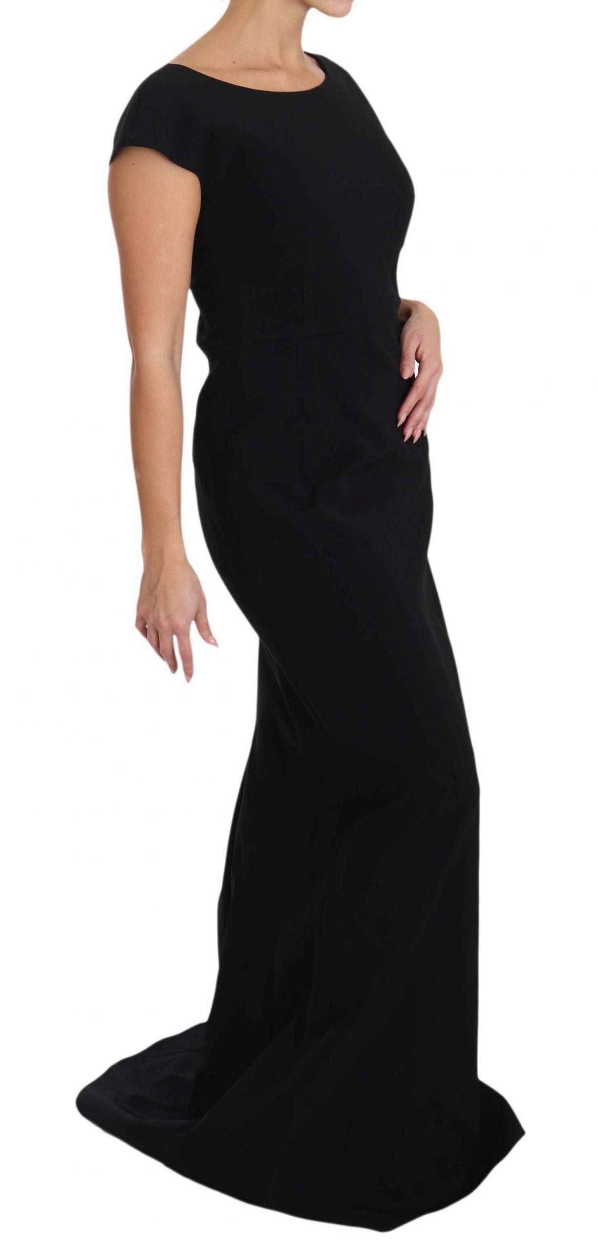 Dolce &amp; Gabbana Black Stretch Fit Flare Gown Maxi