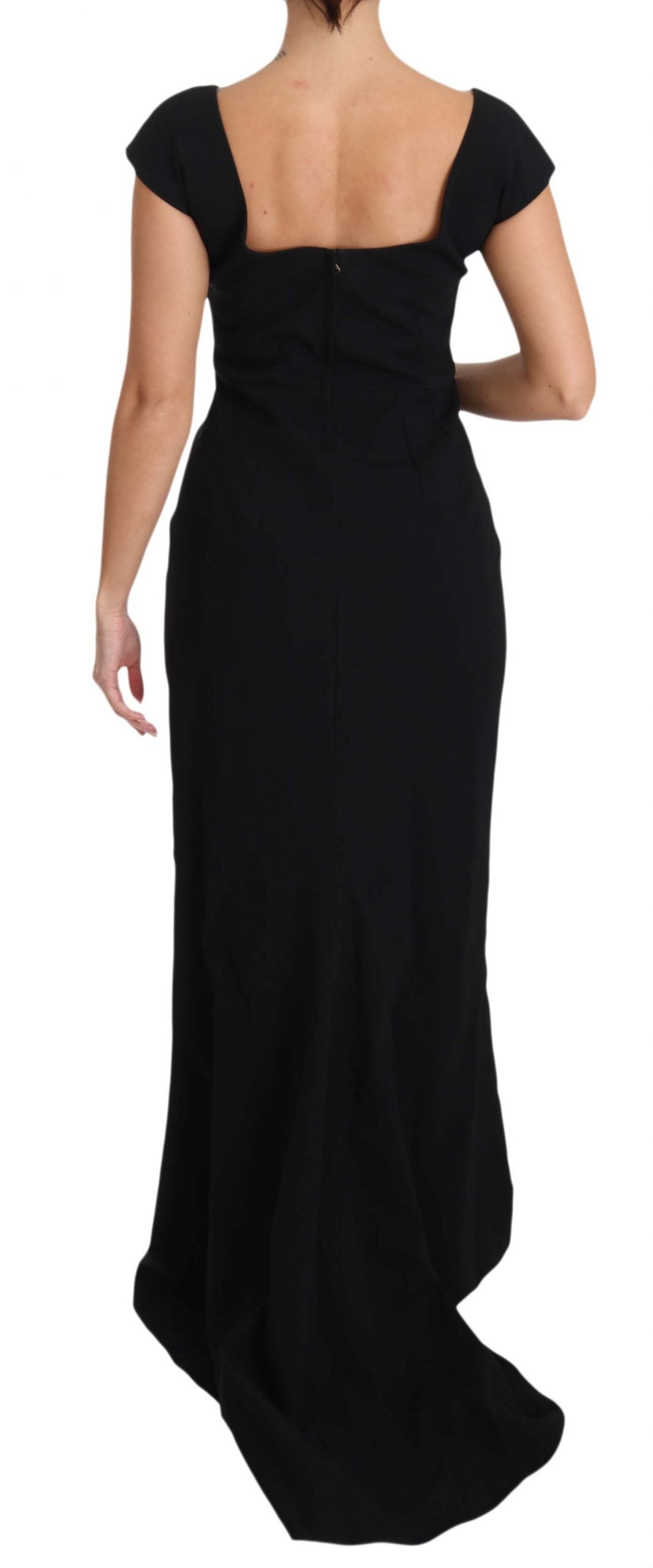 Dolce &amp; Gabbana Black Stretch Fit Flare Gown Maxi