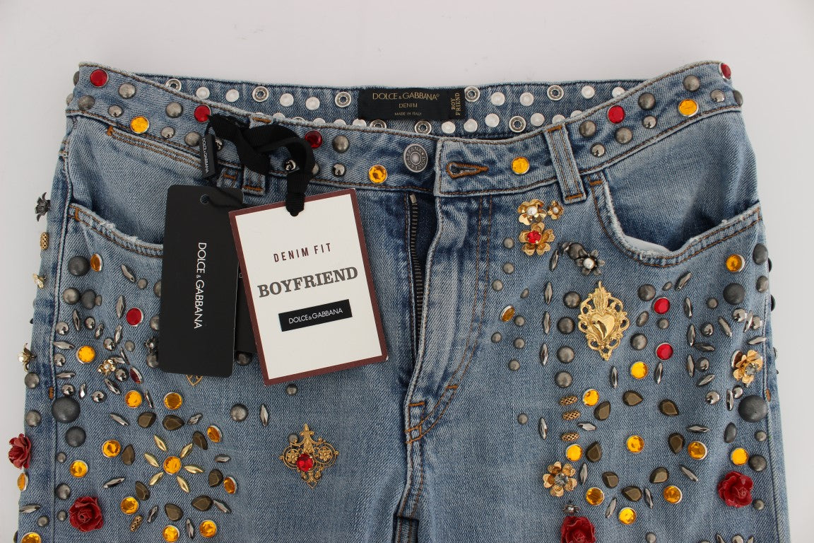 Dolce &amp; Gabbana Jeans mit Herzverzierung und Kristallrosen