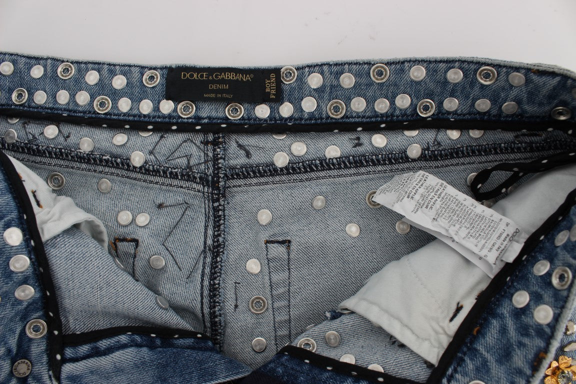 Dolce &amp; Gabbana Crystal Roses Heart Embellished Jeans