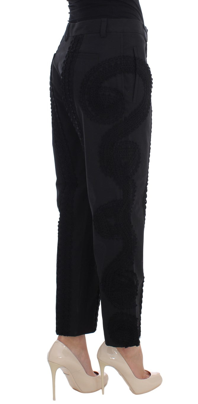 Dolce &amp; Gabbana Black Cotton Stretch Torero Capris Pants