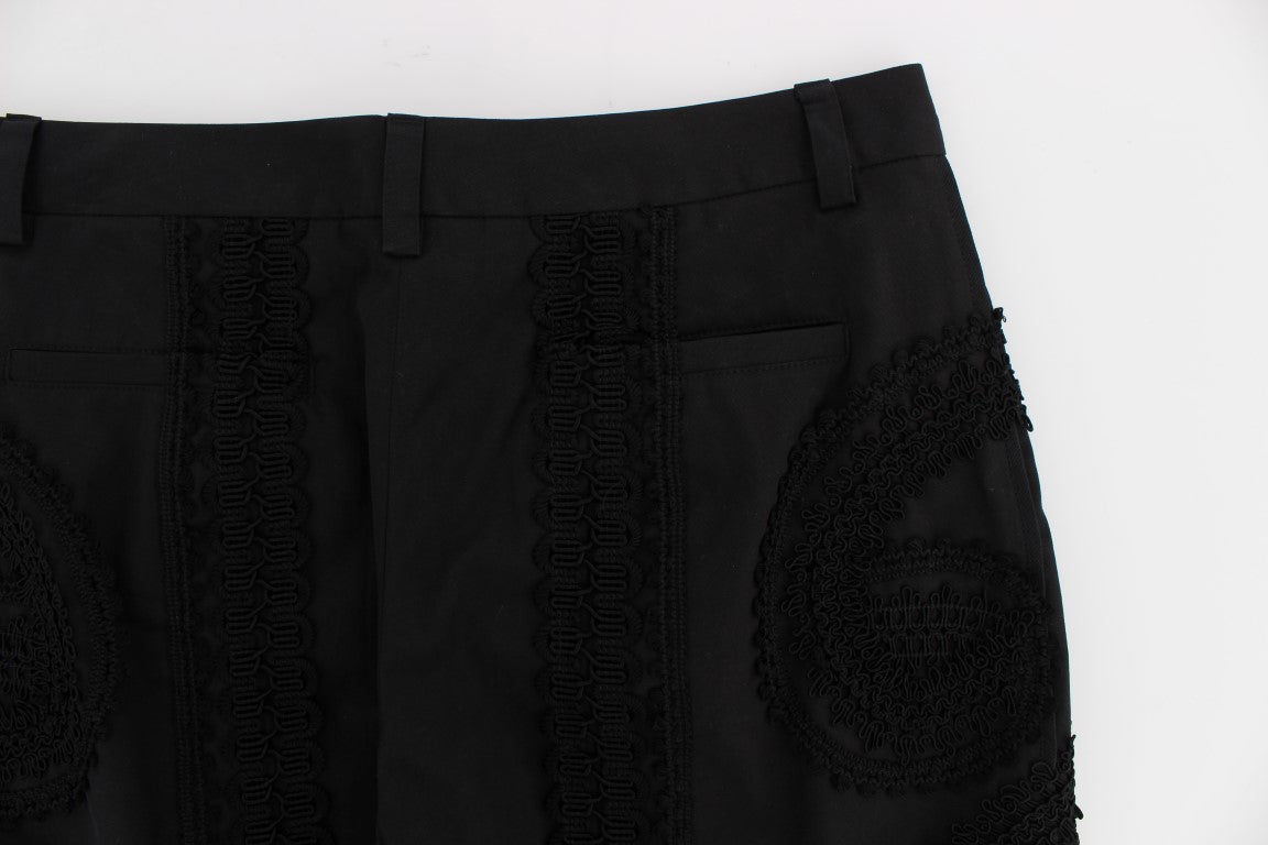 Dolce &amp; Gabbana Black Cotton Stretch Torero Capris Pants