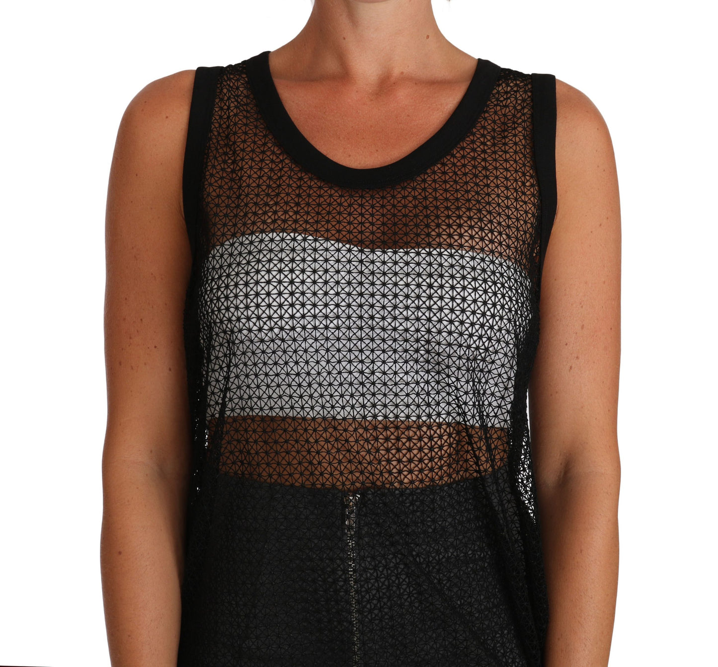 Dolce &amp; Gabbana Black Mesh Transparent Blouse T-shirt