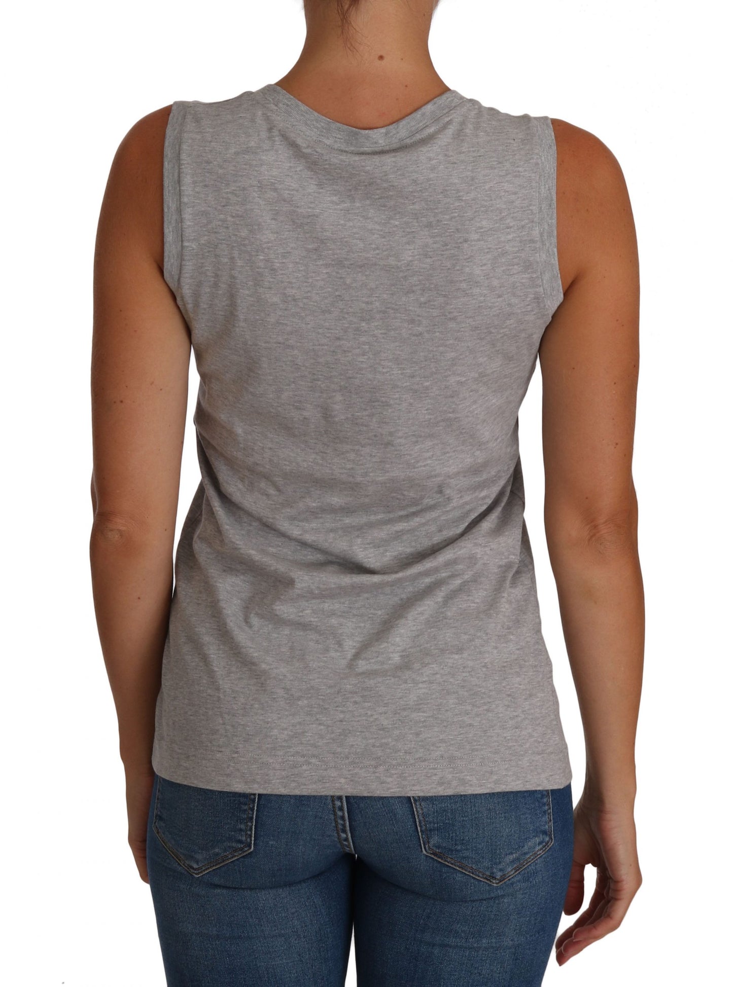 Dolce &amp; Gabbana Grey at puting Cami Tank Grey LOVE Cotton Top