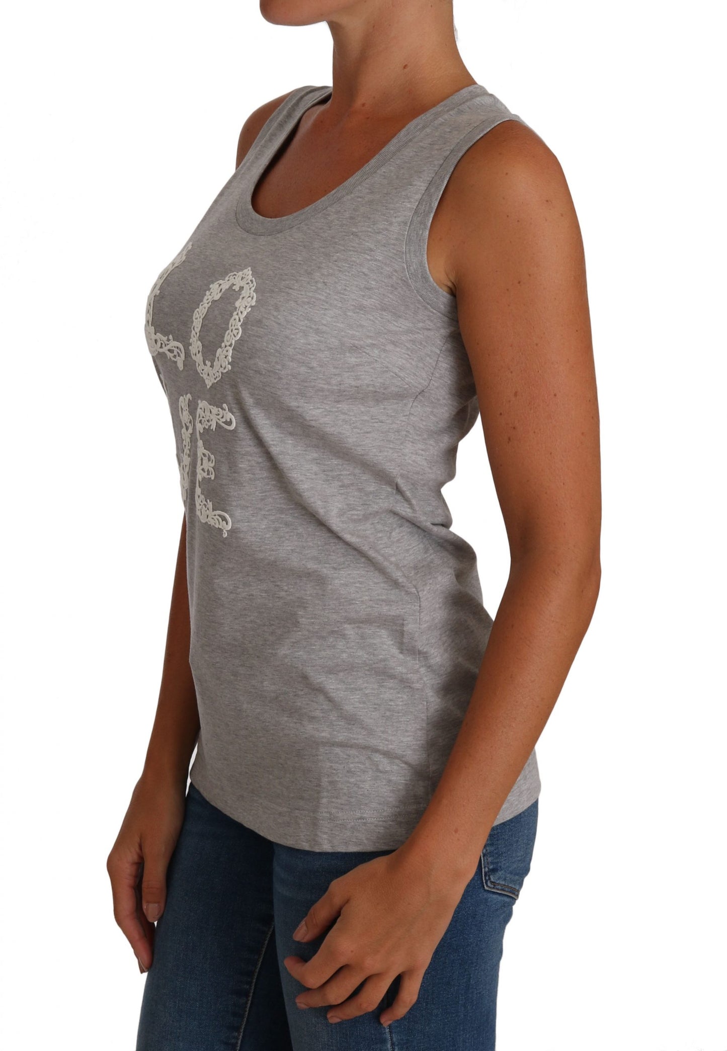 Dolce &amp; Gabbana Grey at puting Cami Tank Grey LOVE Cotton Top