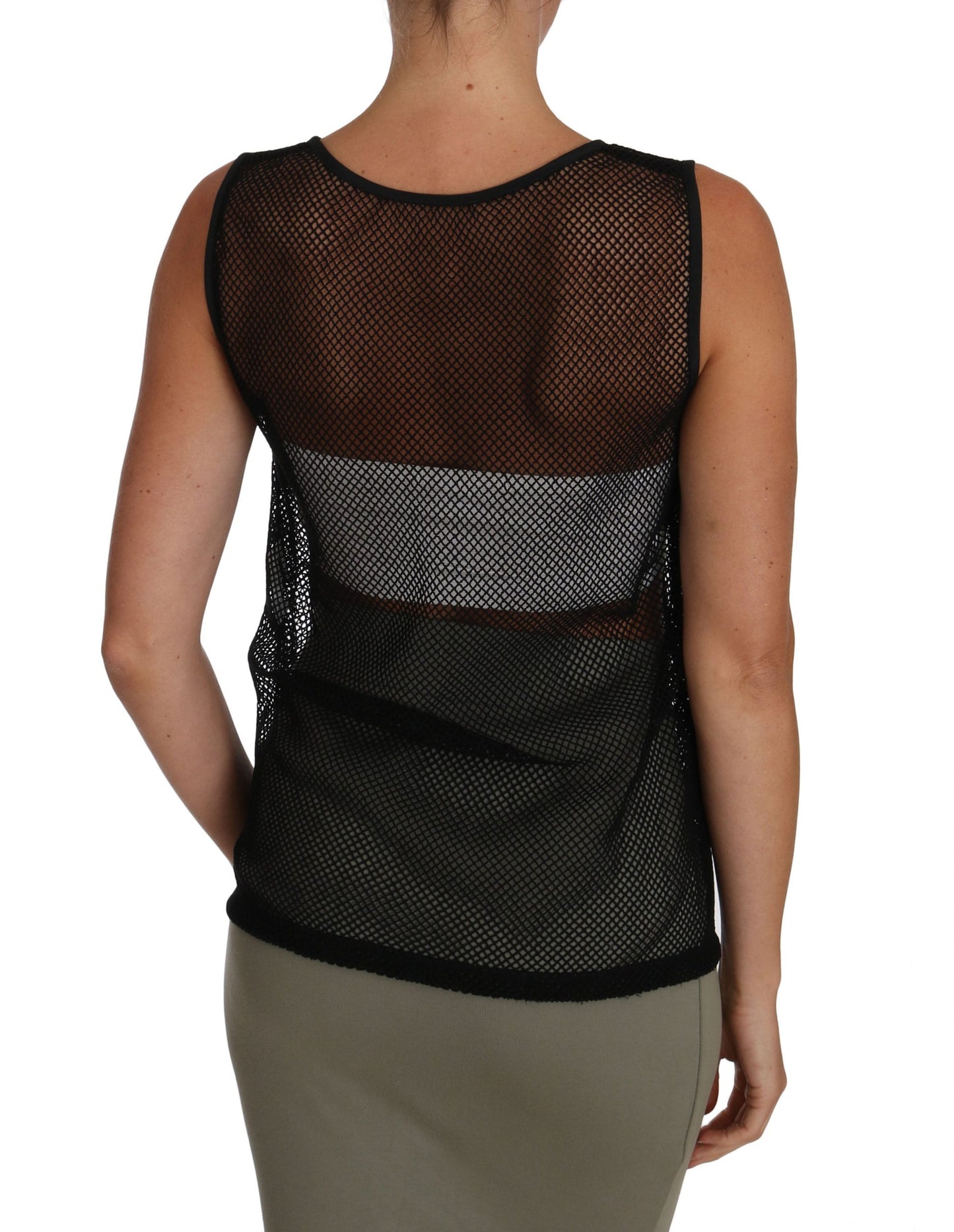 Dolce &amp; Gabbana Black Mesh Transparent Blouse T-shirt