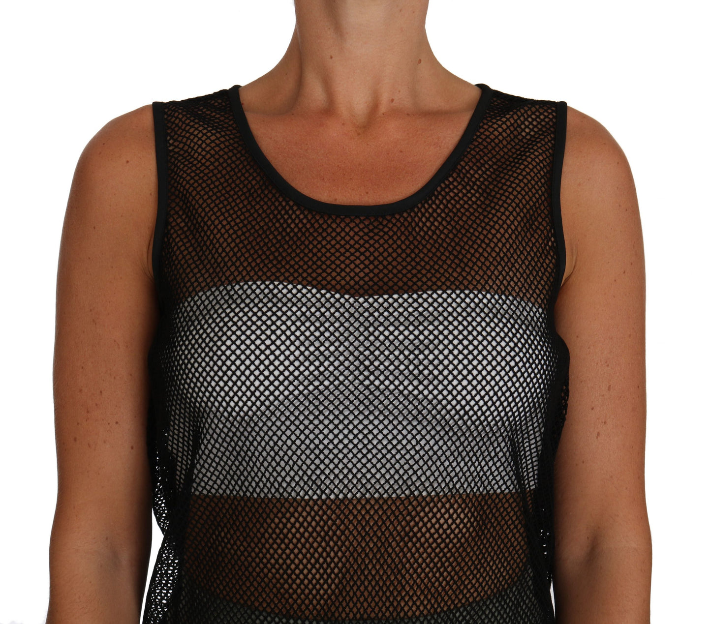 Dolce &amp; Gabbana Black Mesh Transparent Blouse T-shirt