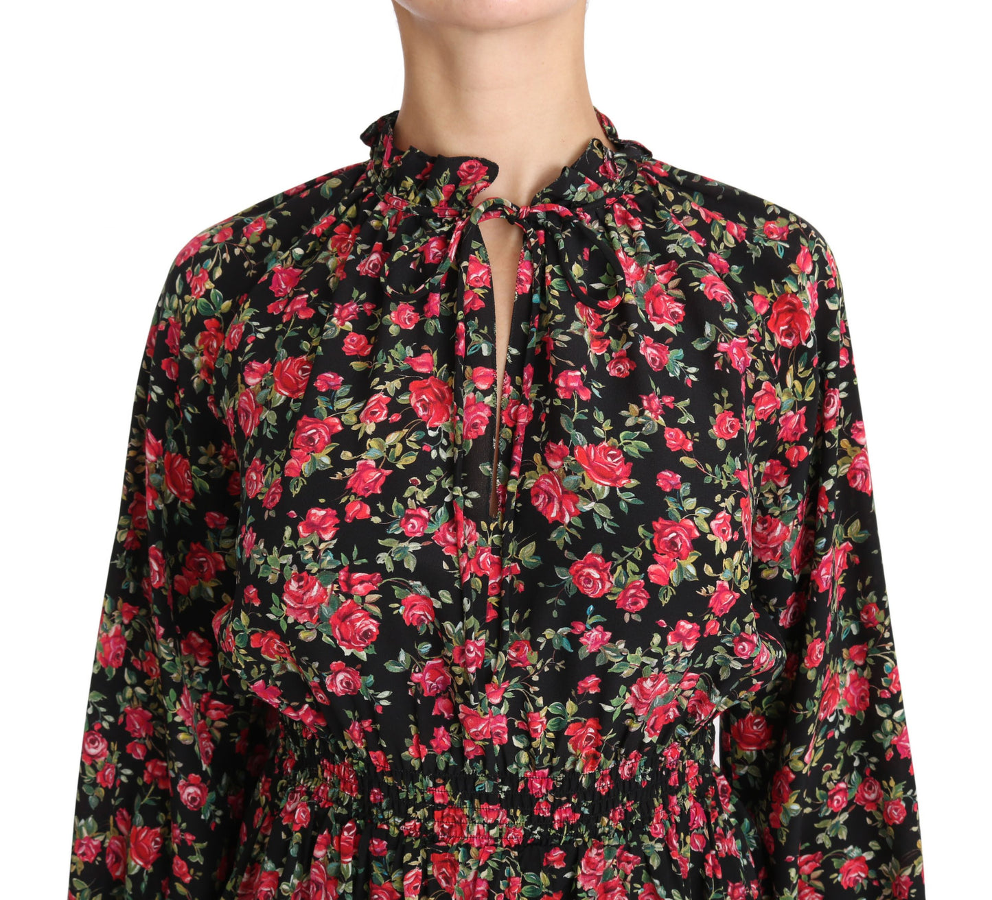 Dolce &amp; Gabbana Black Rose Print Floral Shirt Top Blouse