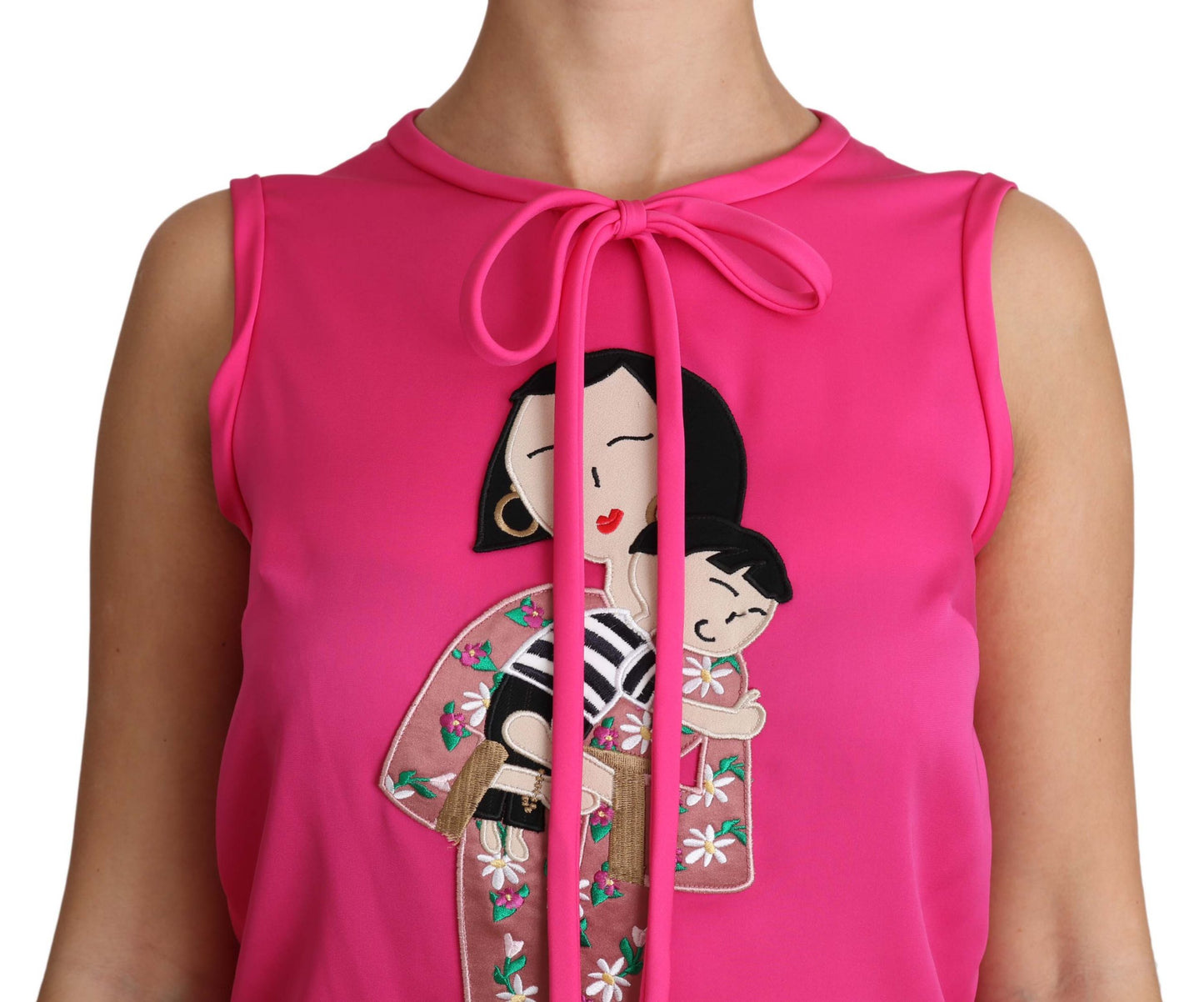 Dolce &amp; Gabbana Pink Family Seiden-Tanktop mit Mama-Bluse