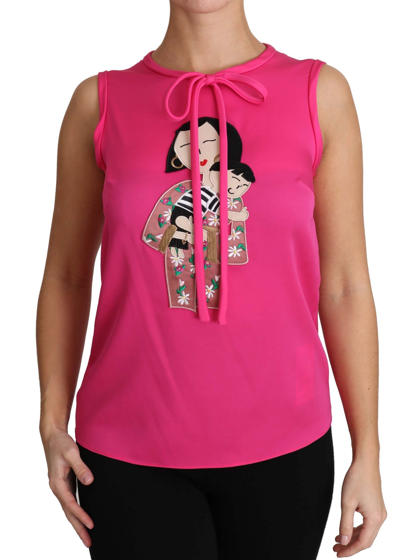 Dolce &amp; Gabbana Pink Family Silk Tank Mama Blouse Top Shirt