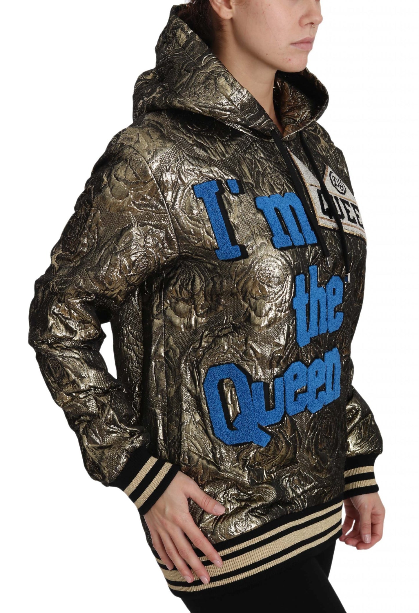 Dolce &amp; Gabbana Im The Queen Jaquard Gold Sweatshirt Hoodie