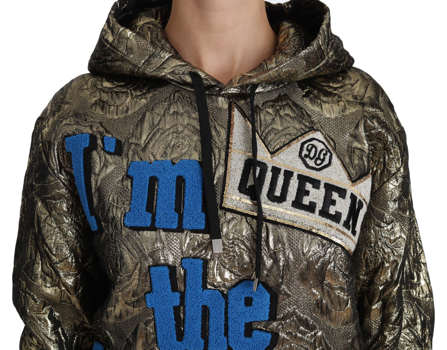 Dolce &amp; Gabbana Im The Queen Jaquard Gold Sweatshirt Hoodie