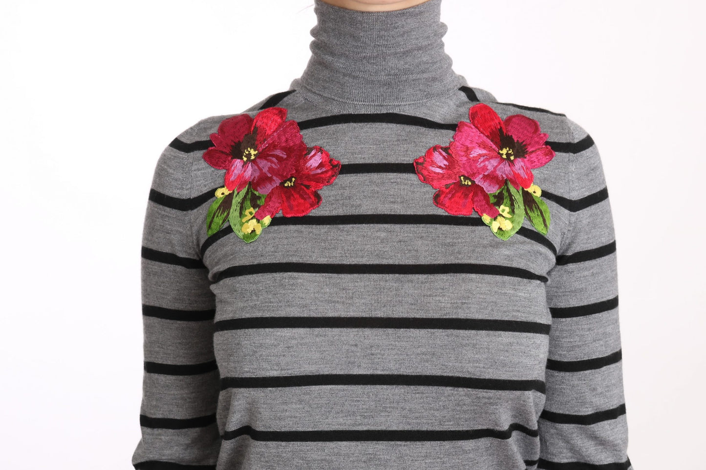 Dolce &amp; Gabbana Grey Cashmere Silk Turtleneck Sweater