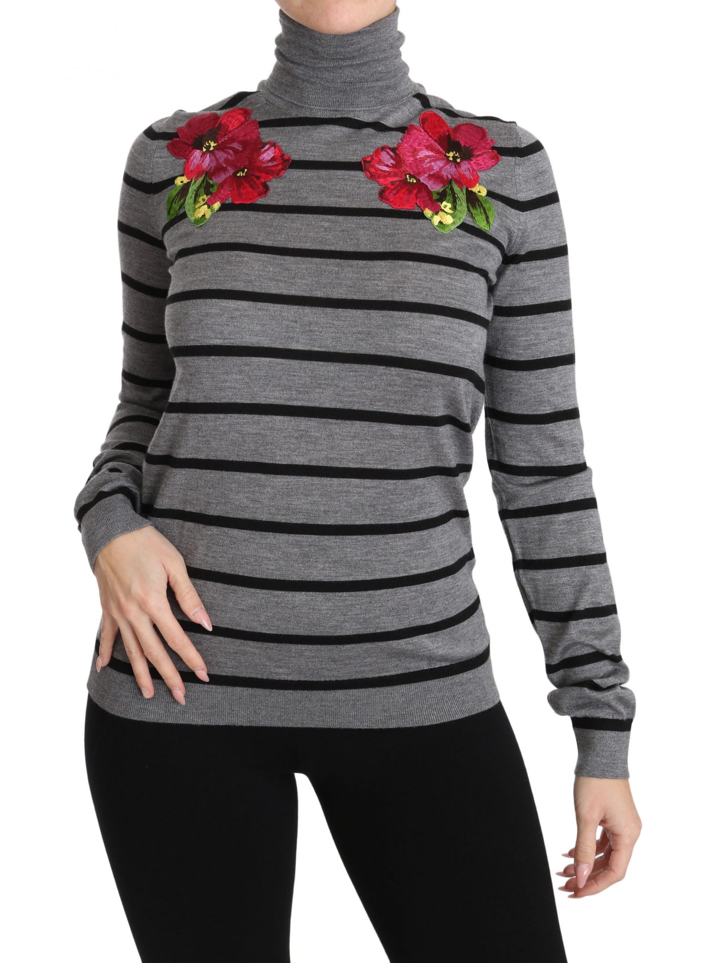 Dolce &amp; Gabbana Grey Cashmere Silk Turtleneck Sweater