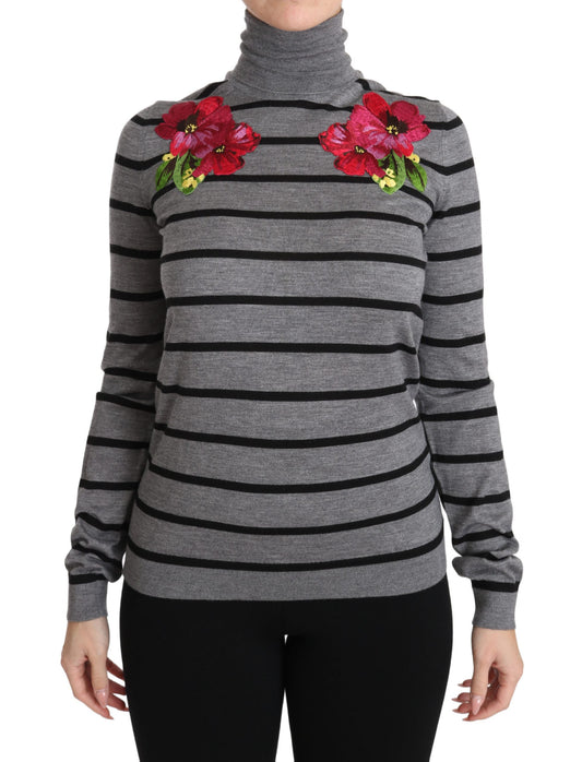 Dolce &amp; Gabbana Grey Cashmere Silk Turtleneck Sweater