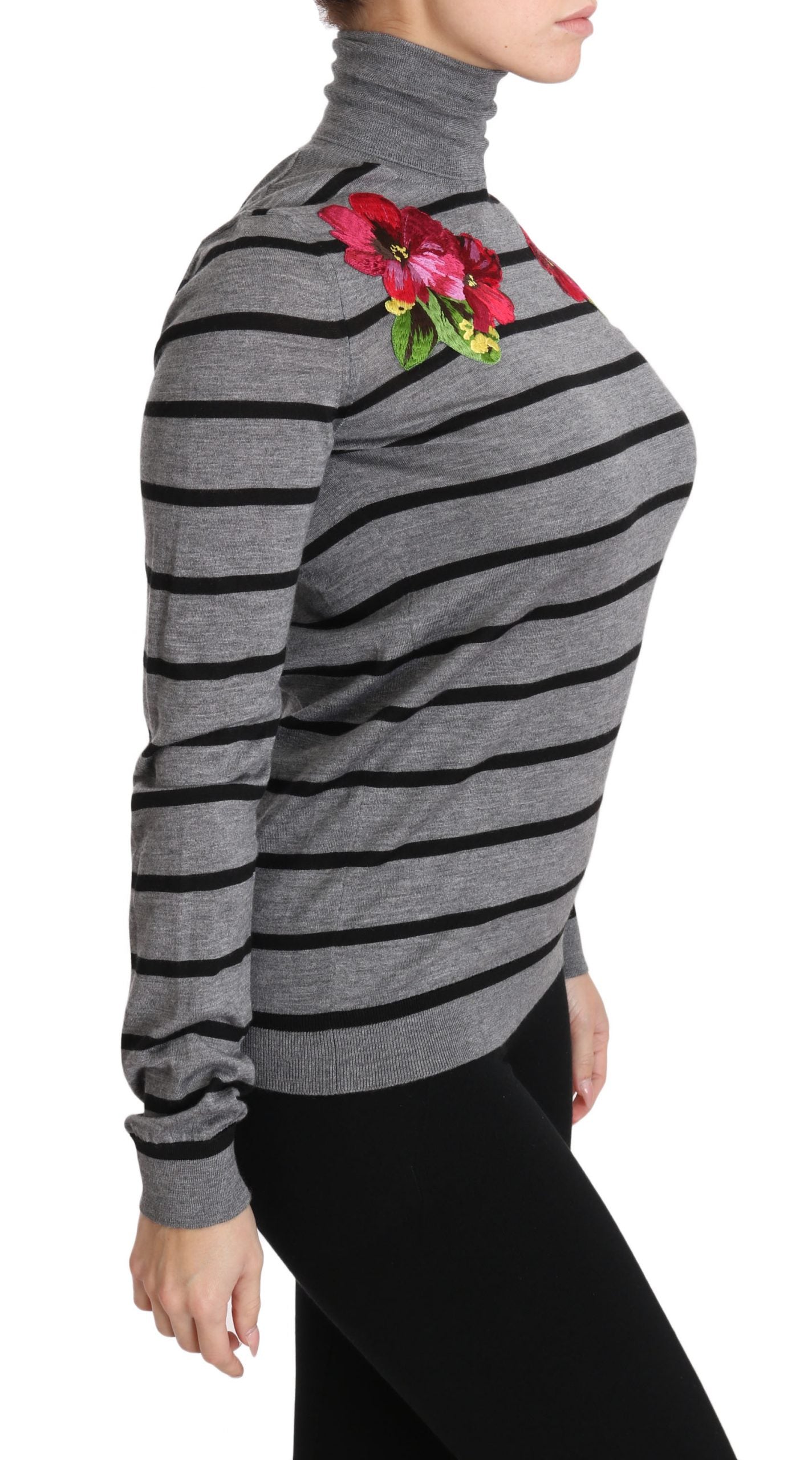 Dolce &amp; Gabbana Grey Cashmere Silk Turtleneck Sweater