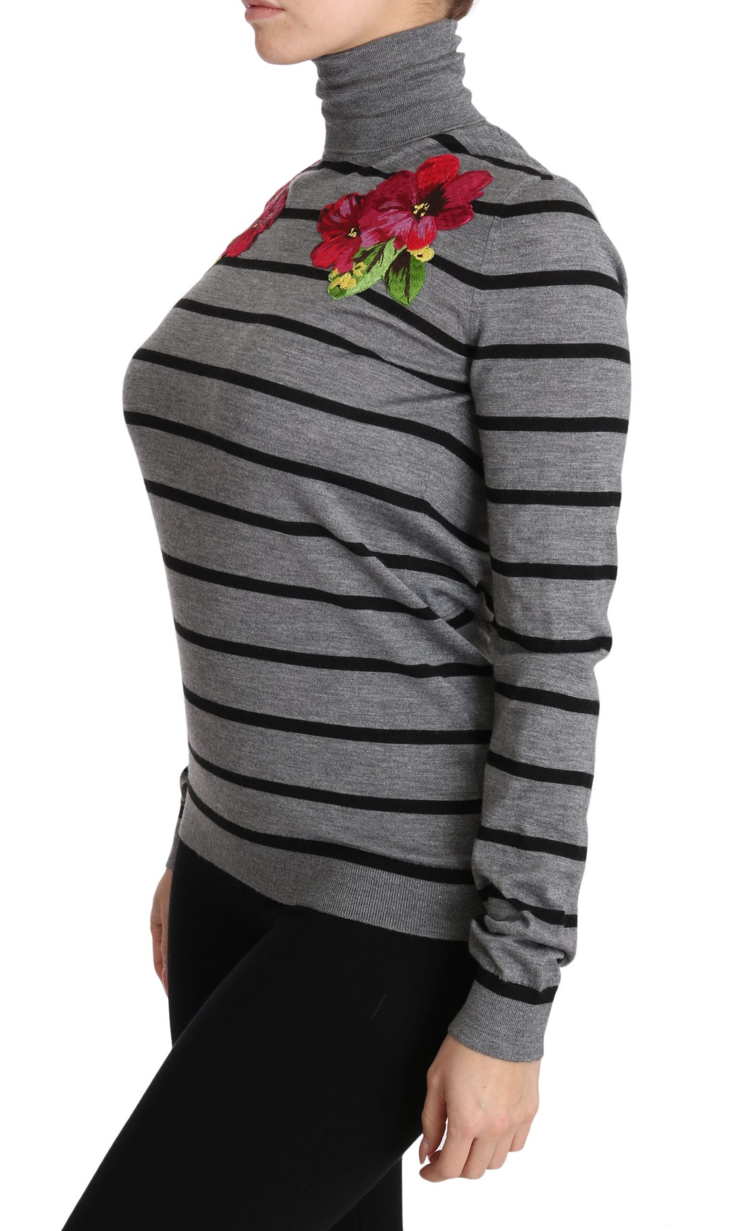 Dolce &amp; Gabbana Grey Cashmere Silk Turtleneck Sweater