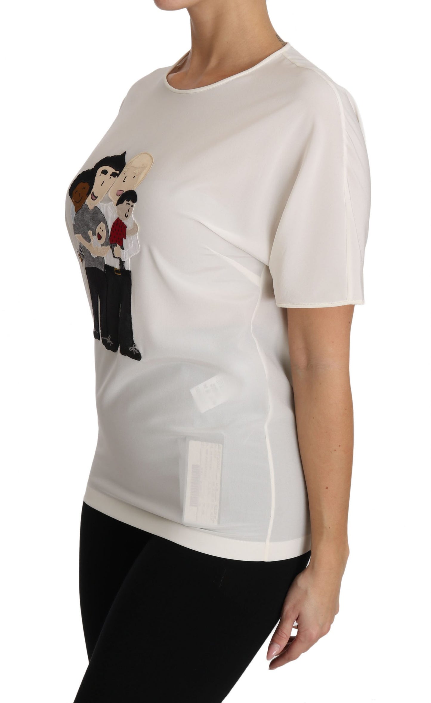 Dolce &amp; Gabbana White Silk Stretch #dgfamily T-shirt