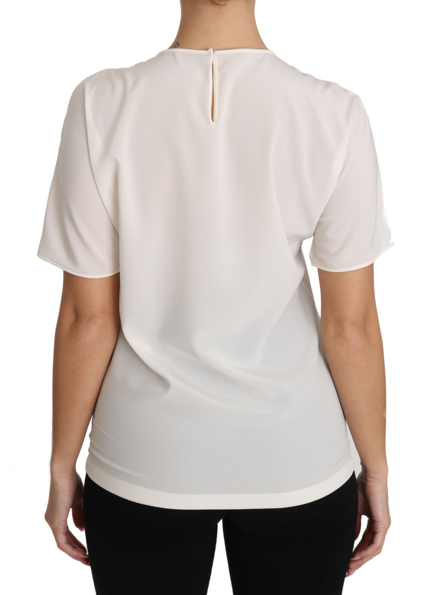 Dolce &amp; Gabbana White Silk Stretch #dgfamily T-shirt