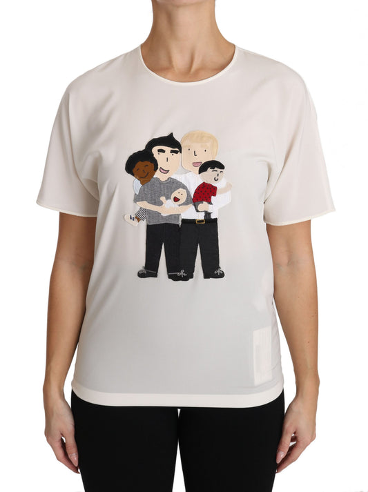 Dolce &amp; Gabbana White Silk Stretch #dgfamily T-shirt