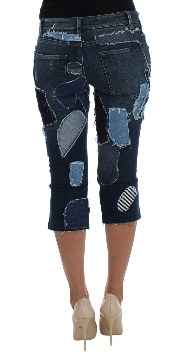 Dolce &amp; Gabbana Stretch Blue Patchwork Jeans Shorts