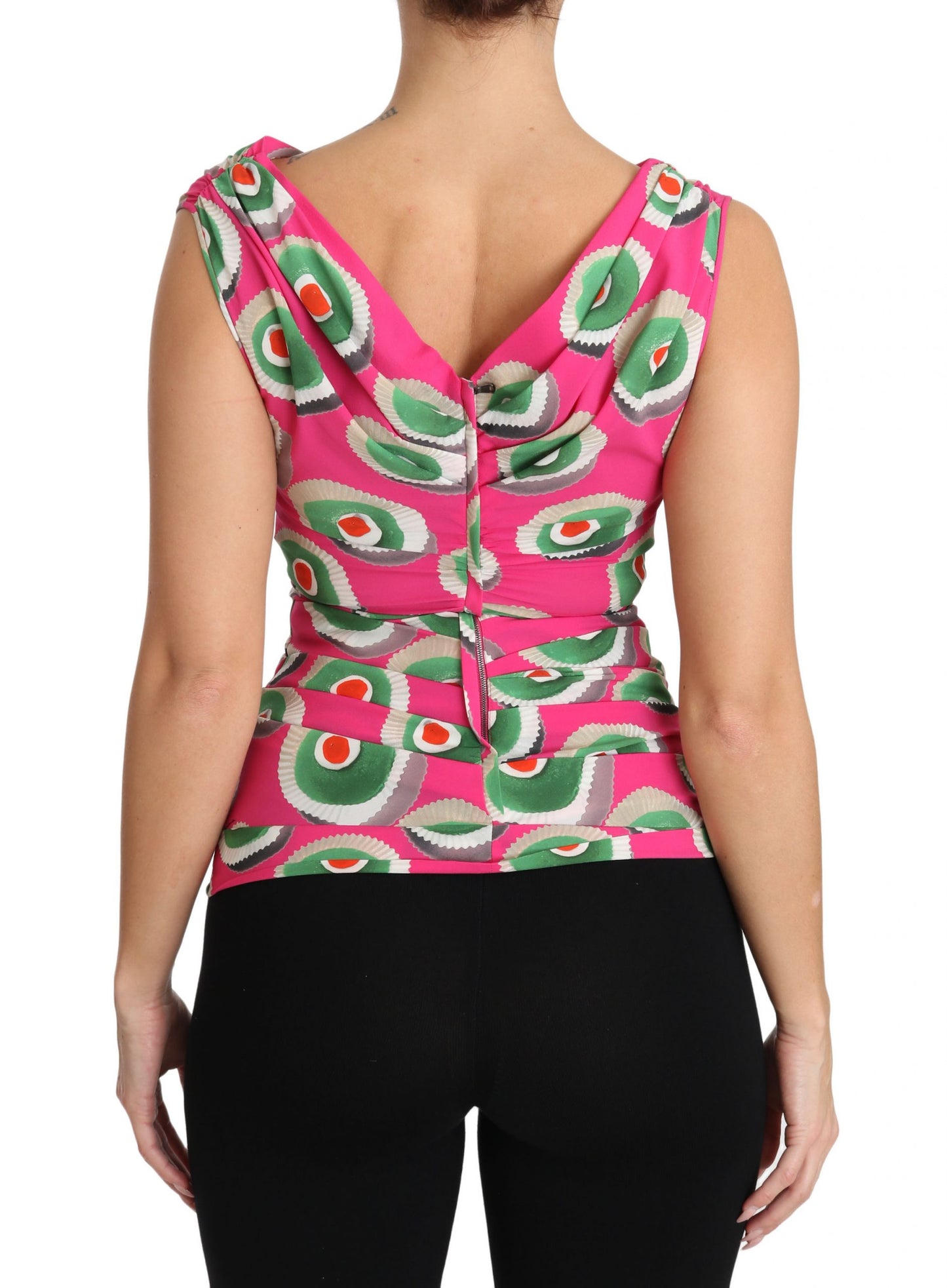 Dolce &amp; Gabbana Pink Silk Stretch Sicilian Cake Top