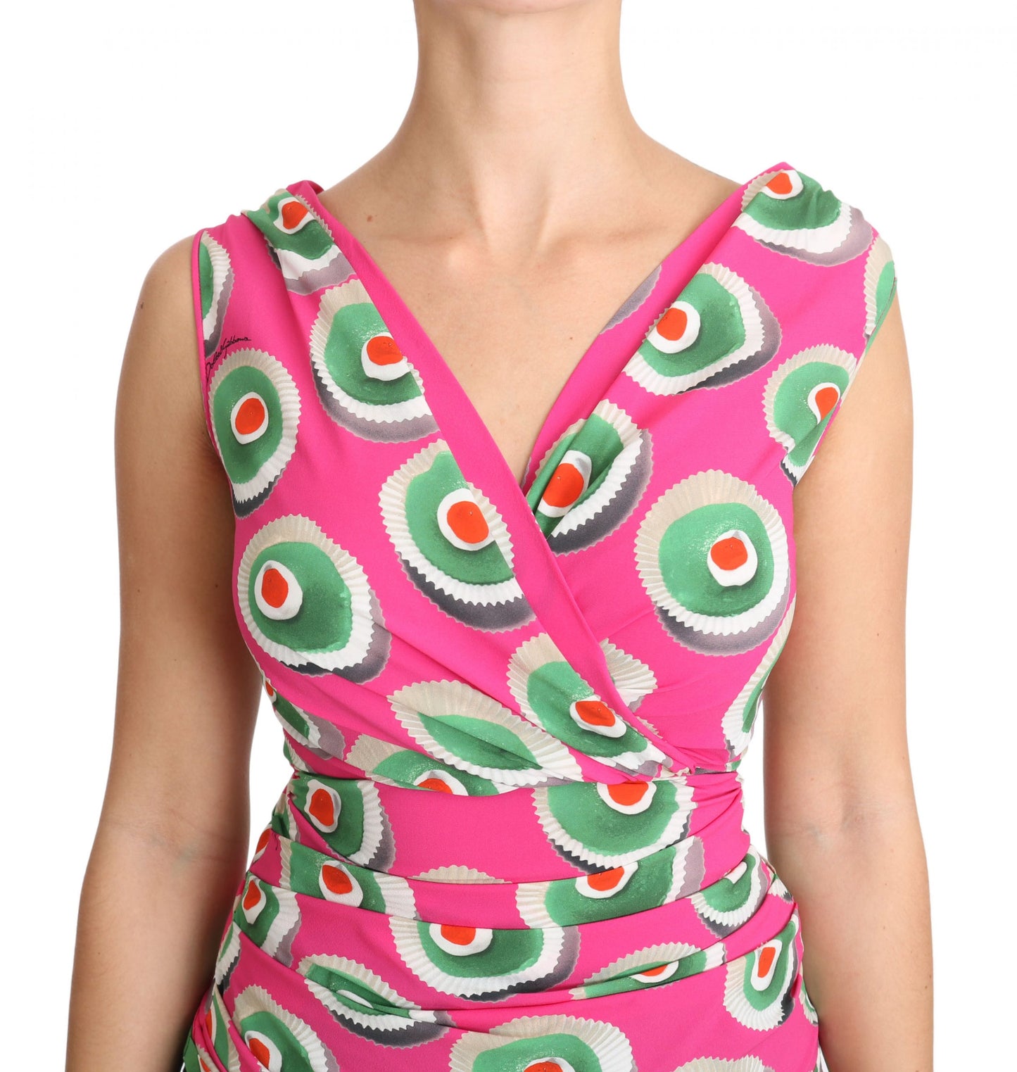 Dolce &amp; Gabbana Pink Silk Stretch Sicilian Cake Top