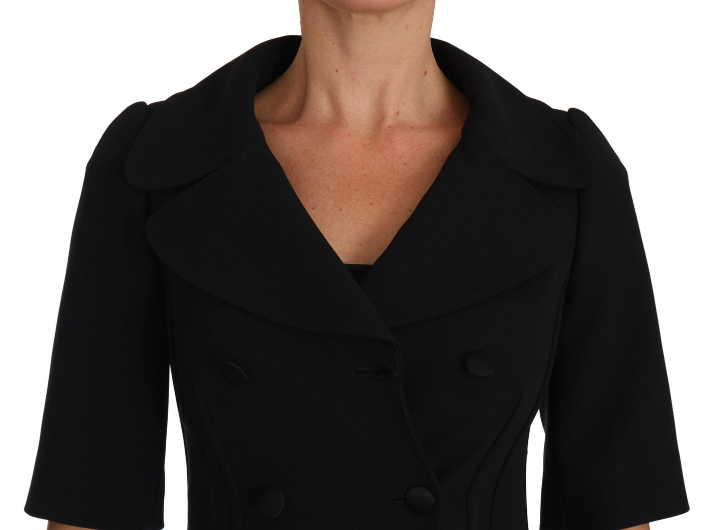 Dolce &amp; Gabbana Black Short Fitted Wool Cropped Jacket Blazer