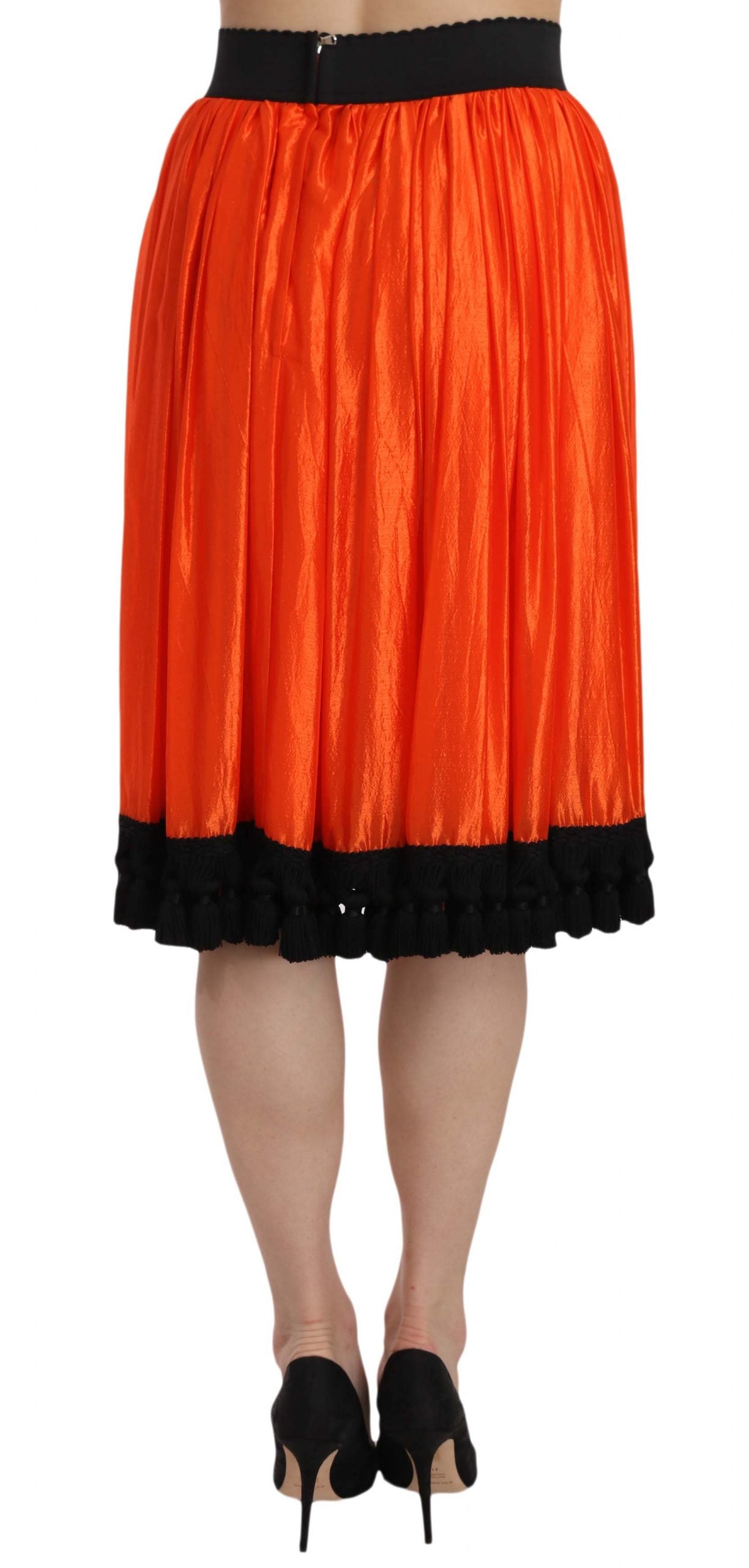 Dolce &amp; Gabbana Orange High Waist Knee Length Skirt